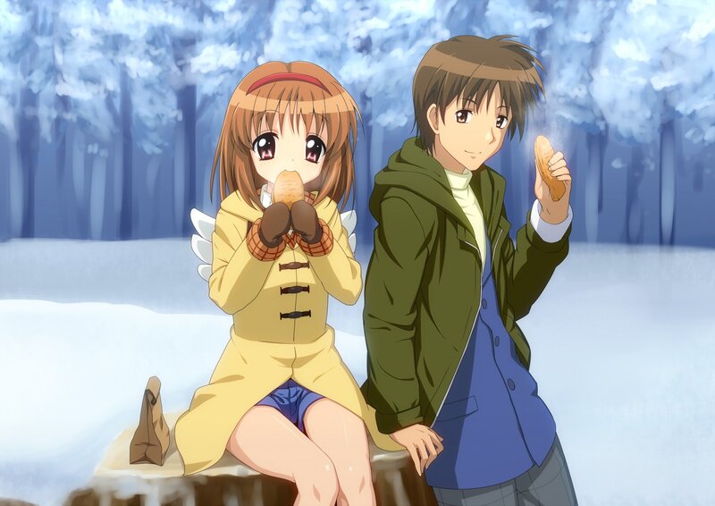 Anime Girl and Boy — Blue, Calm, Winter