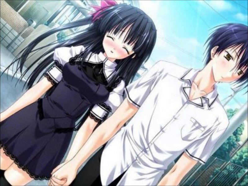 Anime Girl and Boy — Blue, Cheerful