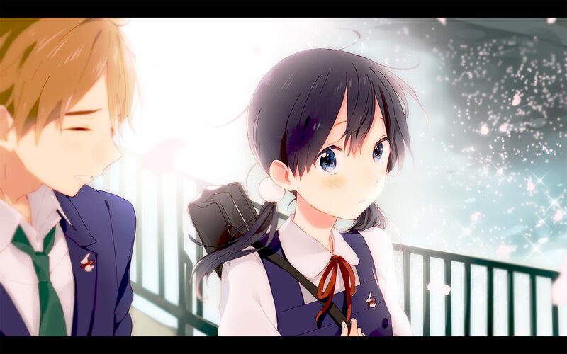 Anime Girl and Boy — Blue, Serene, Spring
