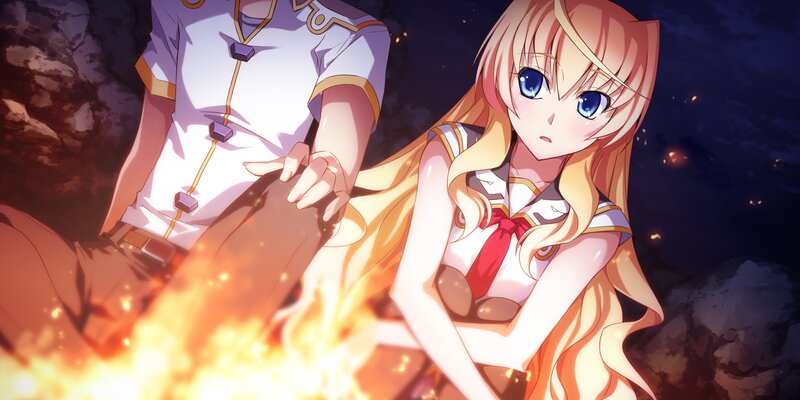 Anime Girl and Boy by Fire