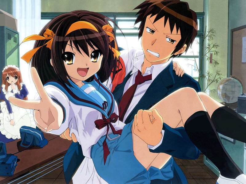 Anime Girl and Boy in Classroom