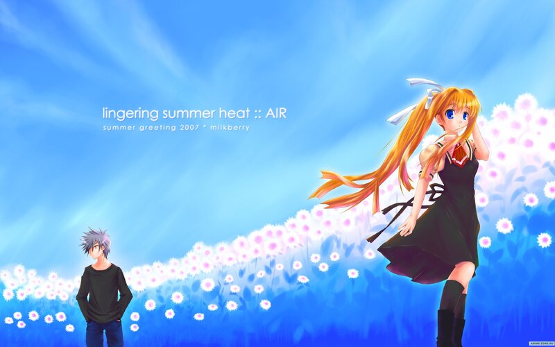 Anime Girl and Boy in Field