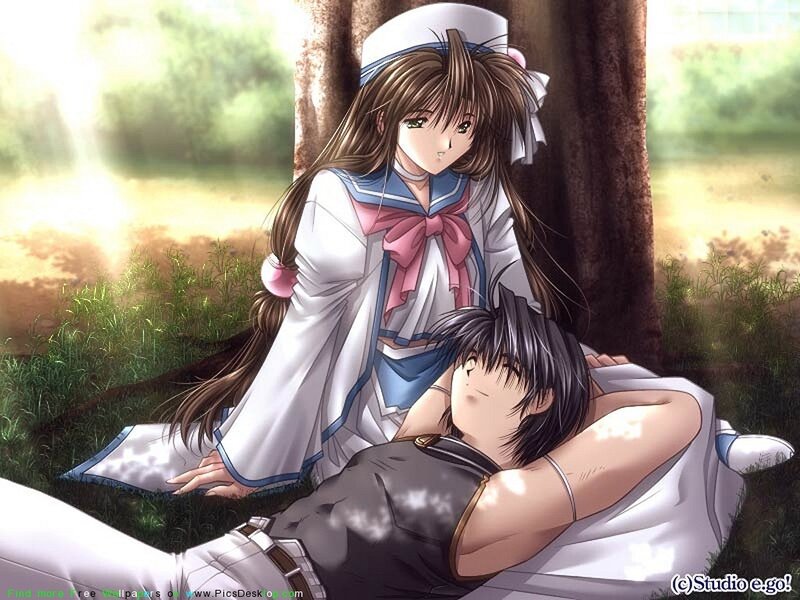 Anime Girl and Boy in Forest