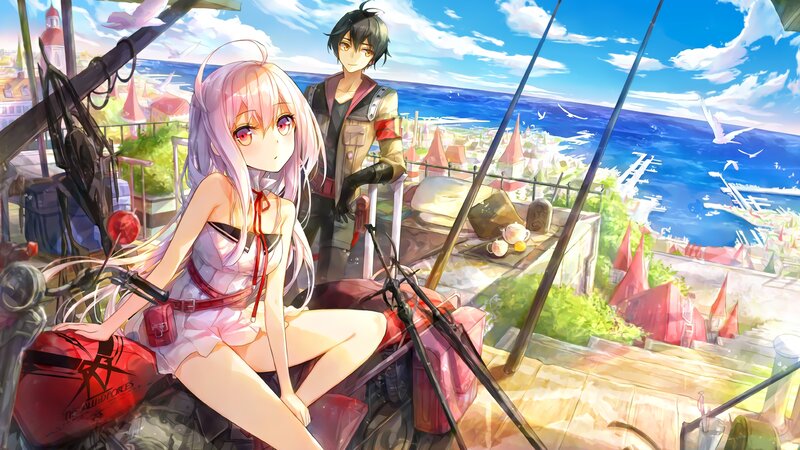 Anime Girl and Boy on Boat