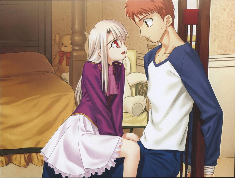 Anime Girl and Boy — Purple, Intimate, Bed