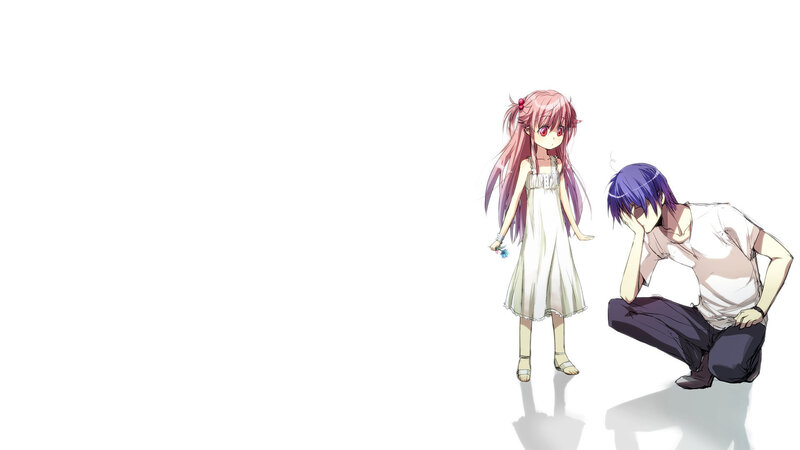 anime girl and boy standing