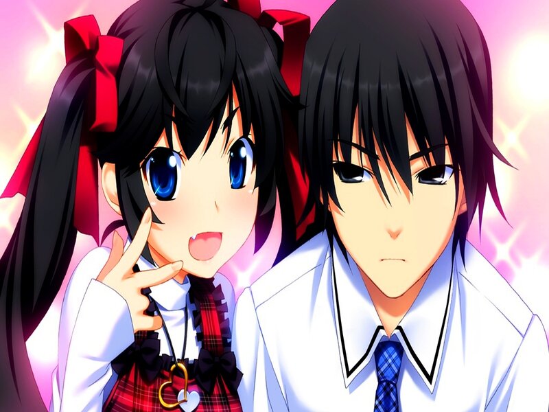 Anime Girl and Boy — White, Playful