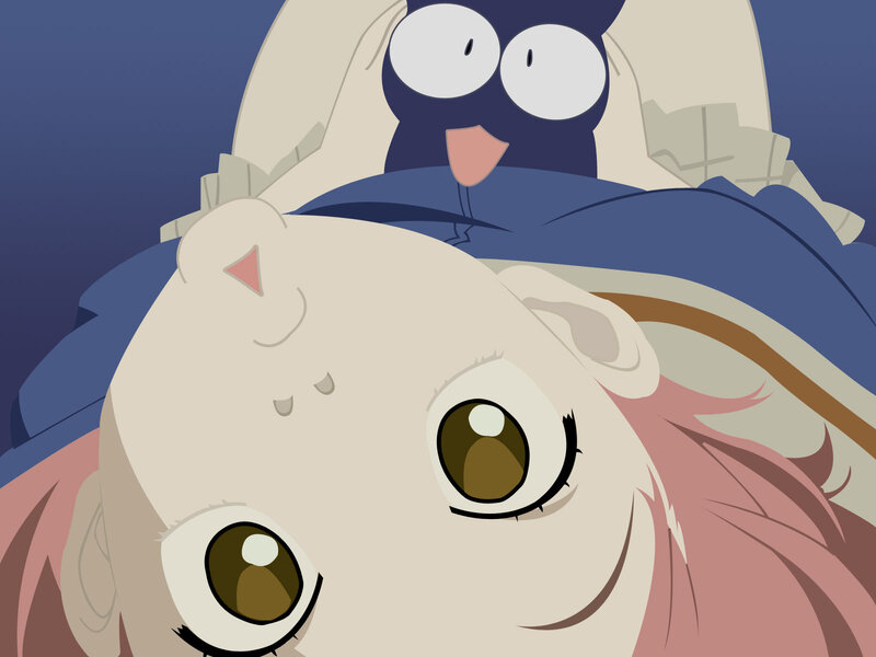 anime girl and cat close-up