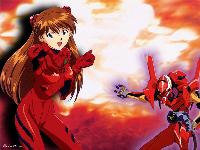 Anime Girl and Robot — Red
