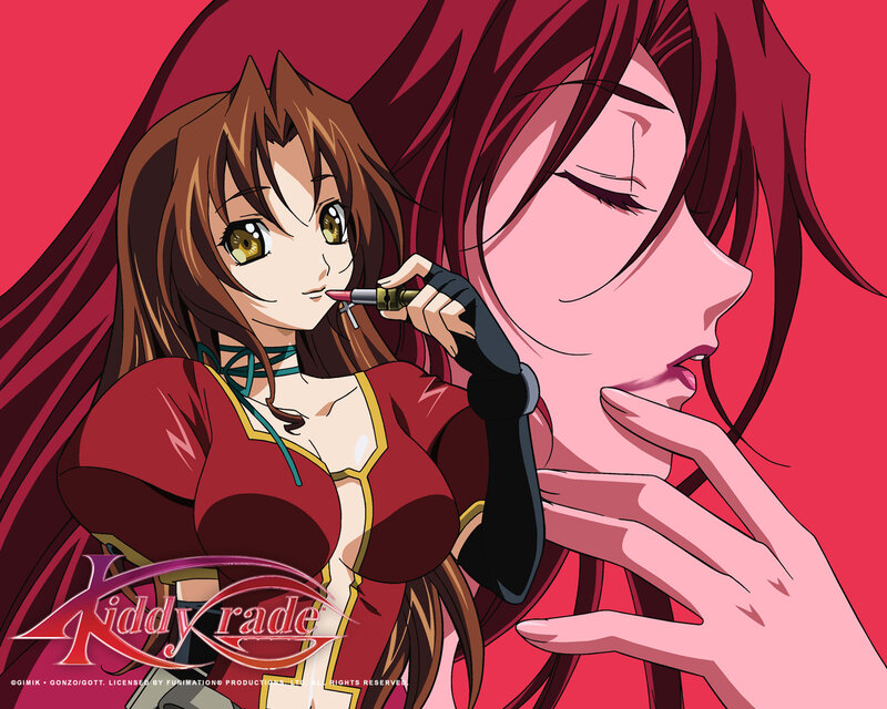 Anime Girl Applying Lipstick — Red