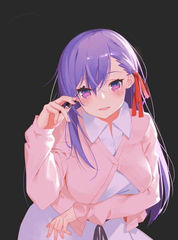 Anime Girl Applying Mascara — Purple