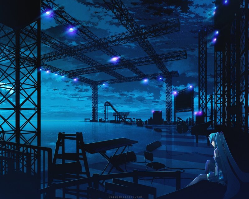 Anime girl at a concert stage