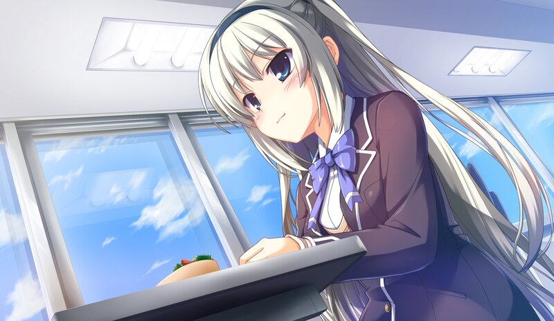 anime girl at a desk