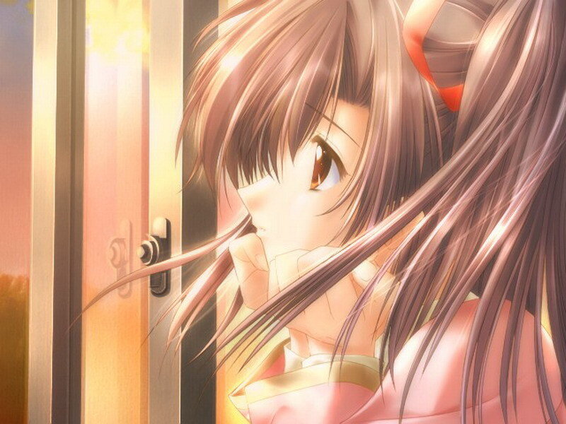 anime girl at a door