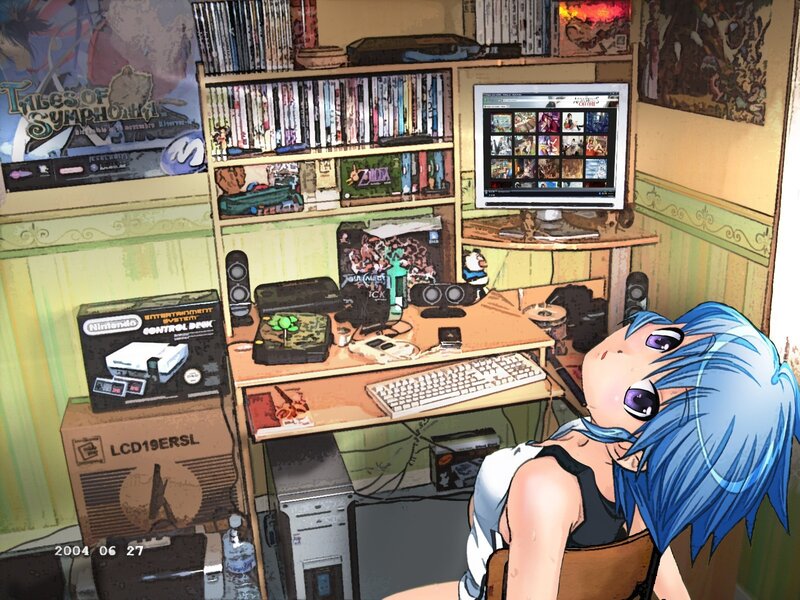 anime girl at a gaming desk