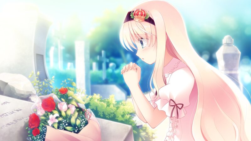 Anime girl at a grave