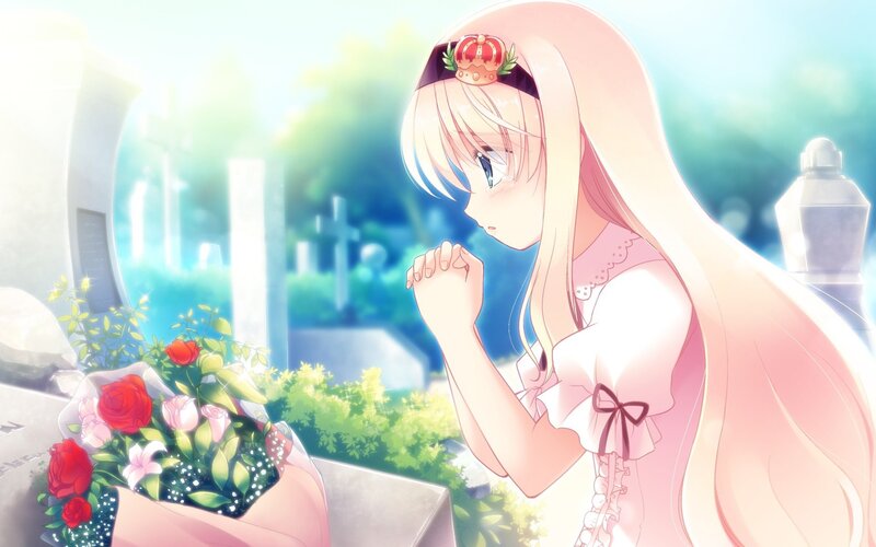 Anime girl at a grave