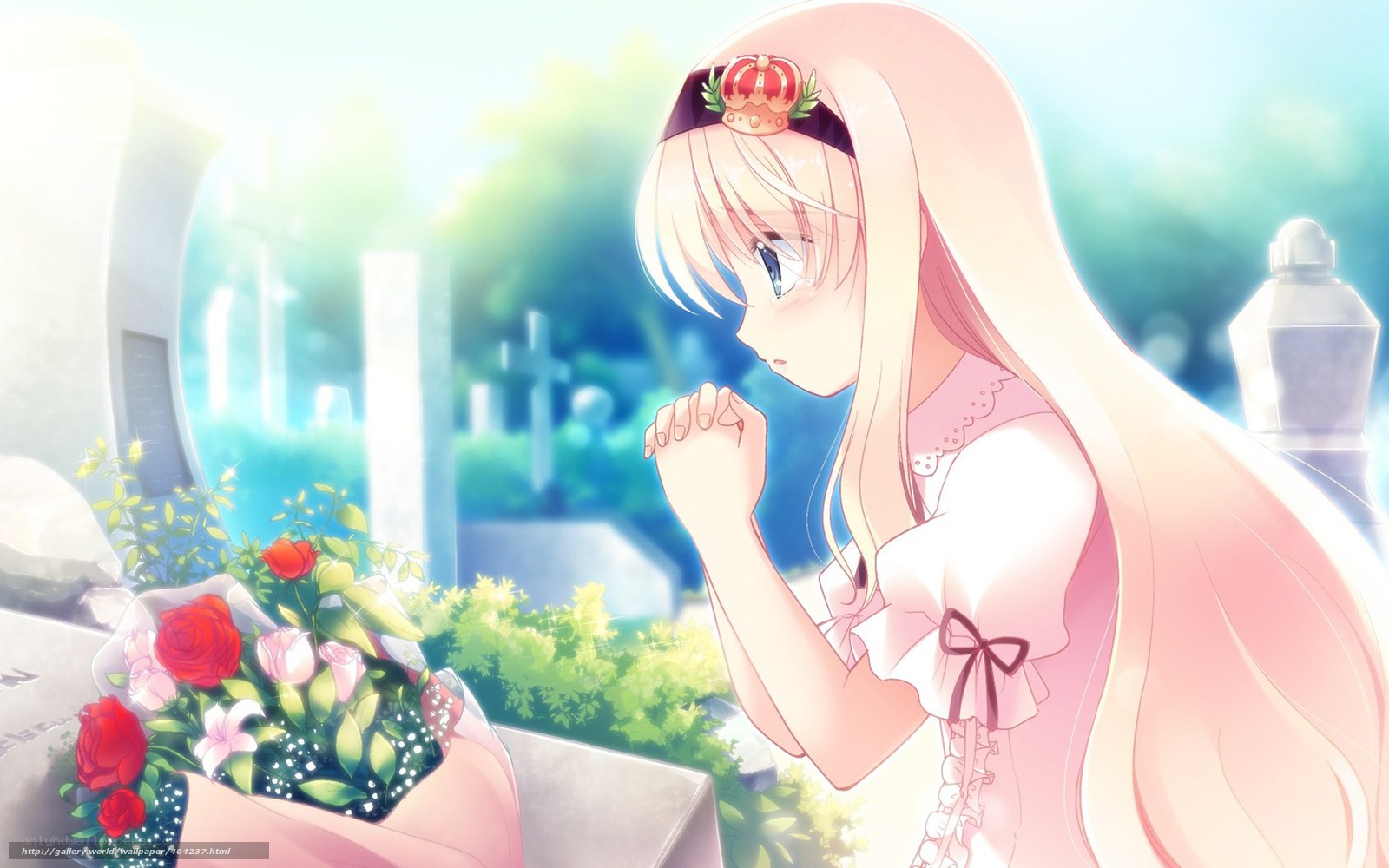 Anime girl at a grave