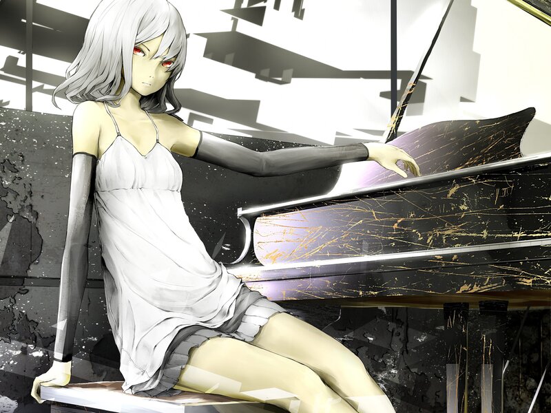 Anime girl at a piano