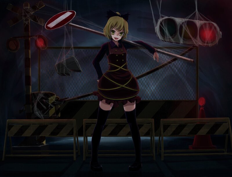 anime girl at a railway crossing