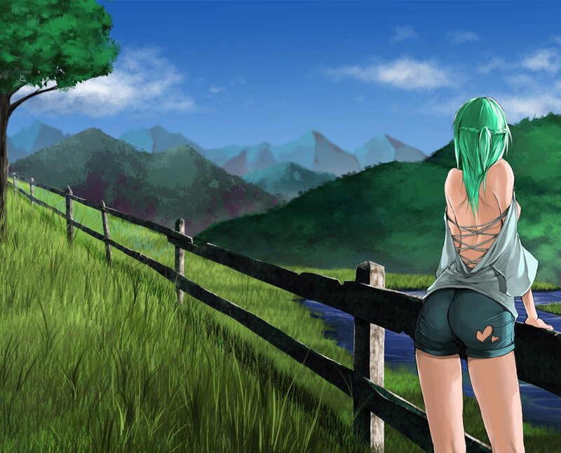 Anime girl at a scenic overlook