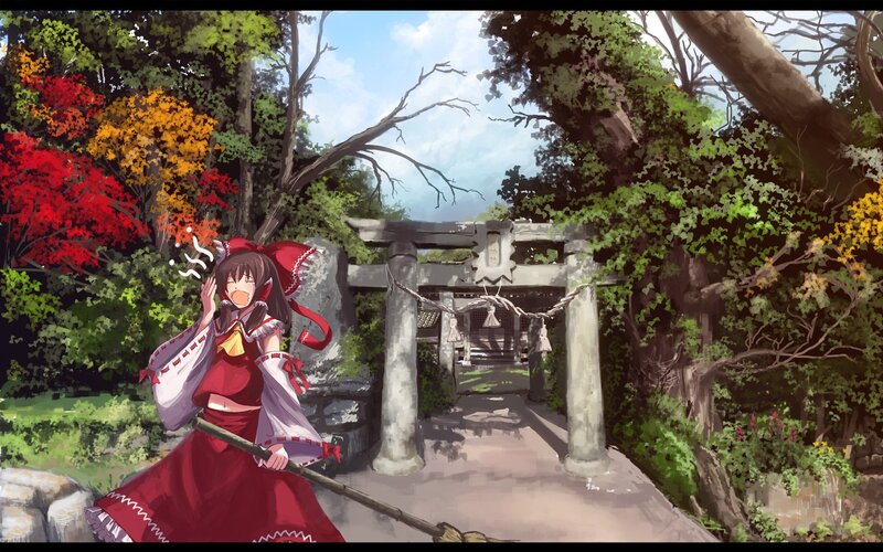 Anime girl at a shrine