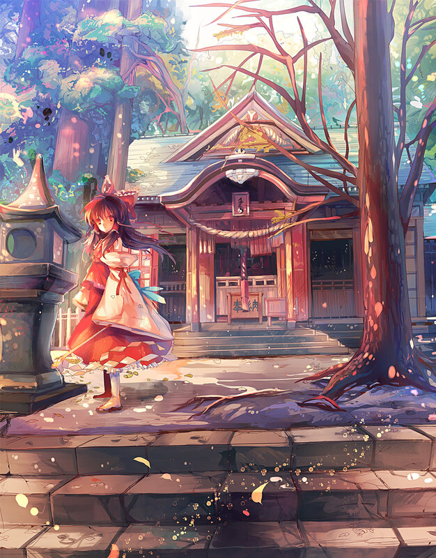 Anime girl at a shrine