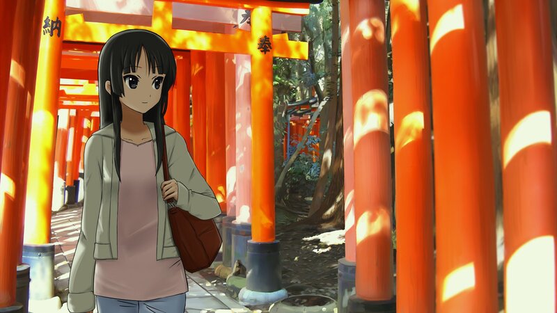 Anime girl at a shrine