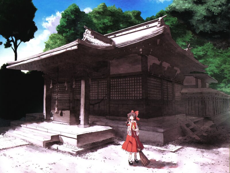 Anime girl at a shrine