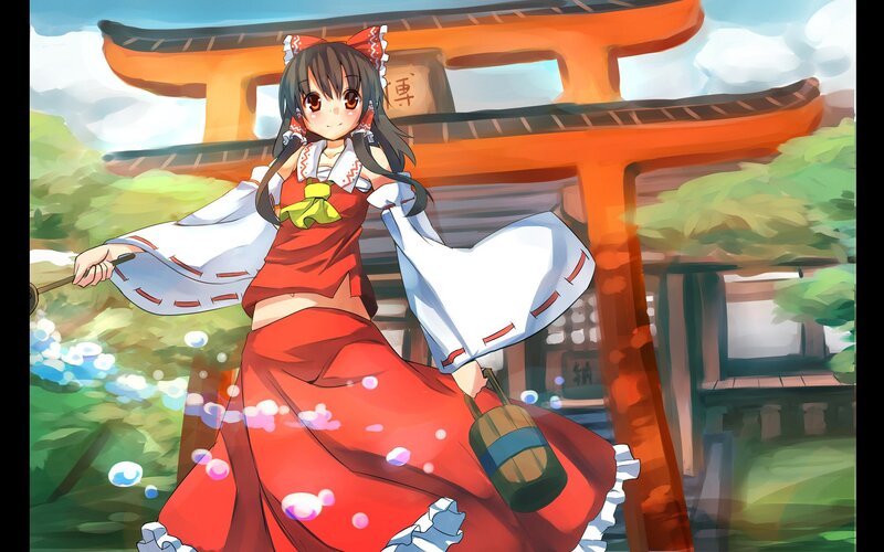 Anime girl at a shrine