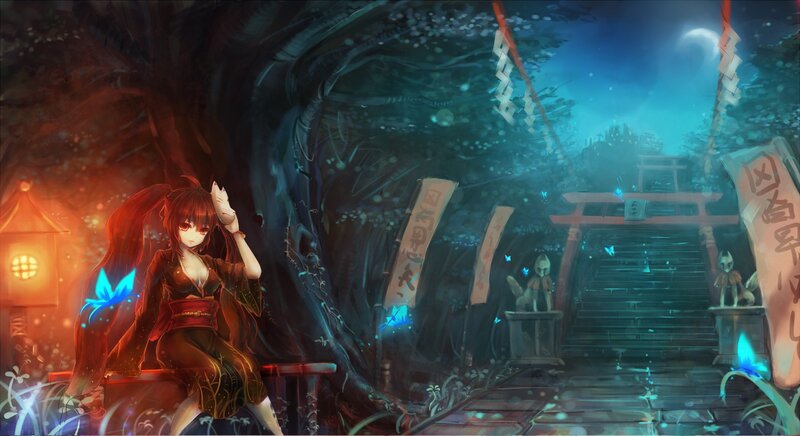 Anime girl at a shrine