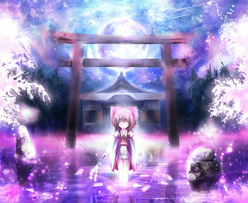 Anime girl at a shrine