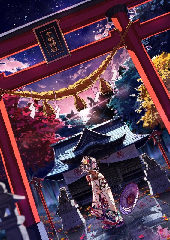 Anime girl at a shrine
