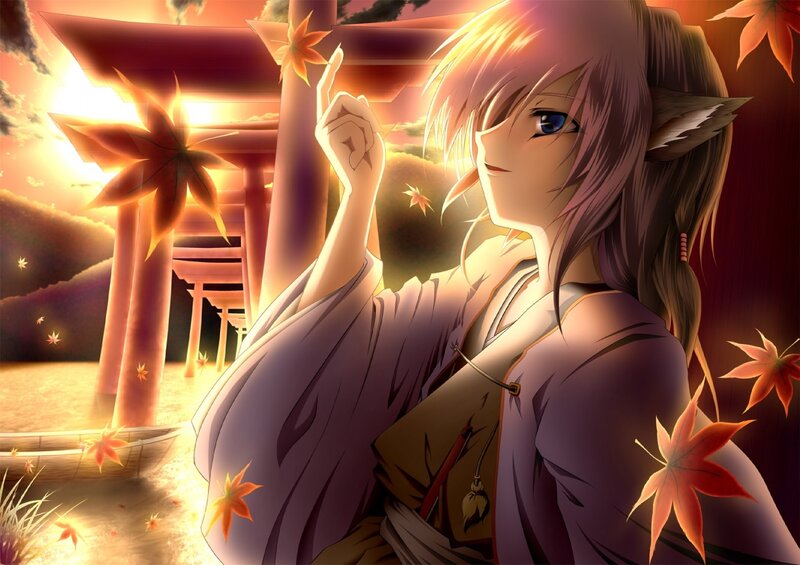 Anime girl at a shrine