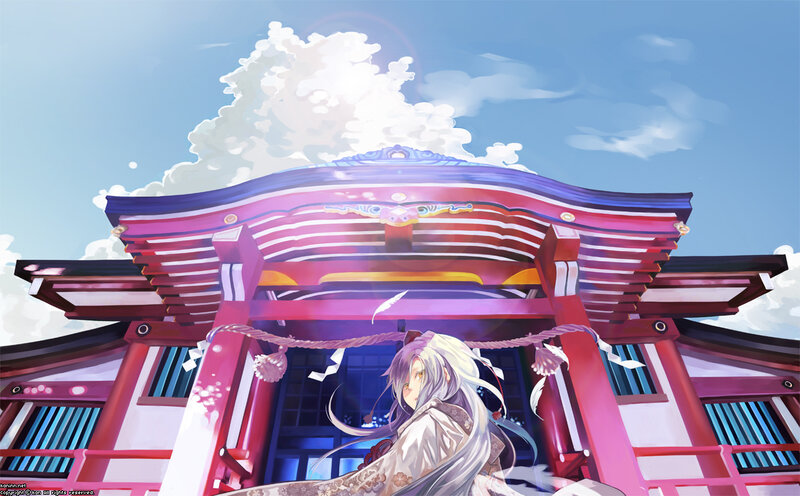 Anime girl at a shrine