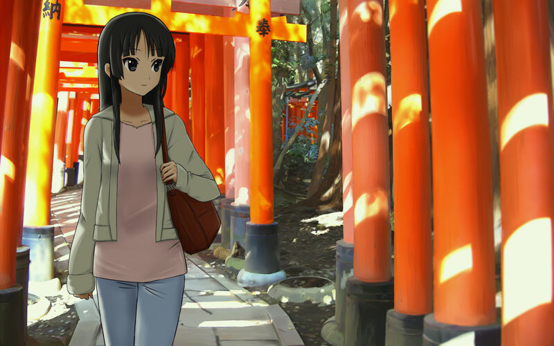 Anime girl at a shrine