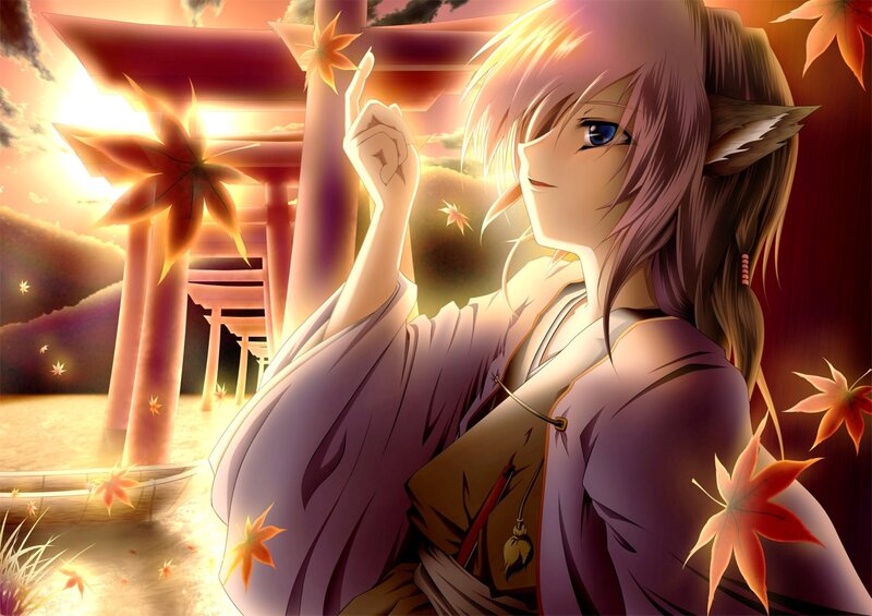 anime girl at a shrine