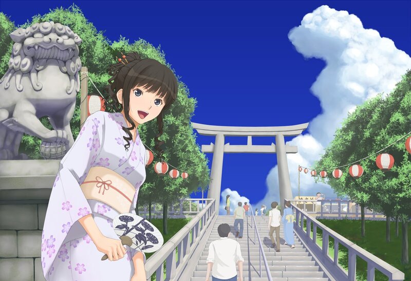 Anime girl at a shrine