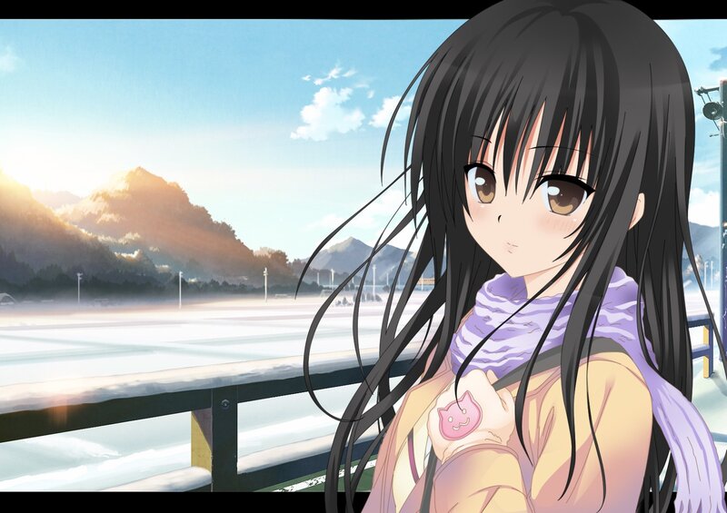 anime girl at a snowy stadium