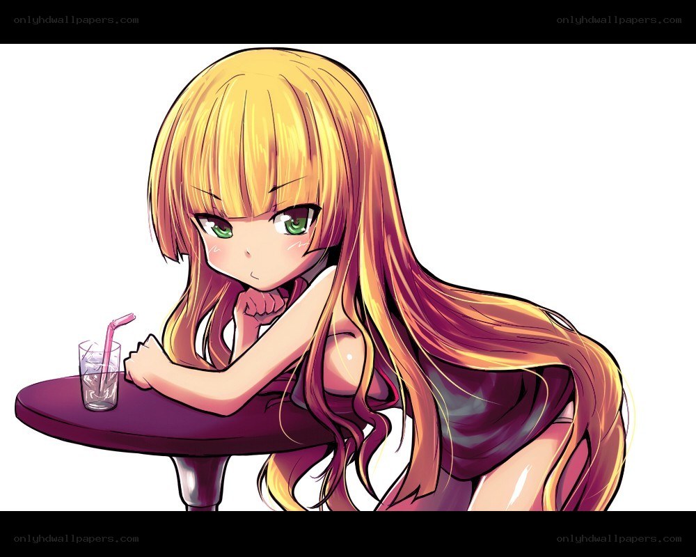 anime girl at a table