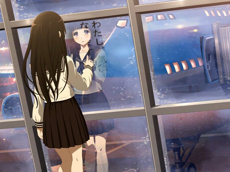 Anime Girl at Airport Window