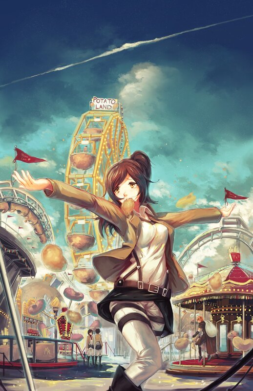 Anime girl at amusement park
