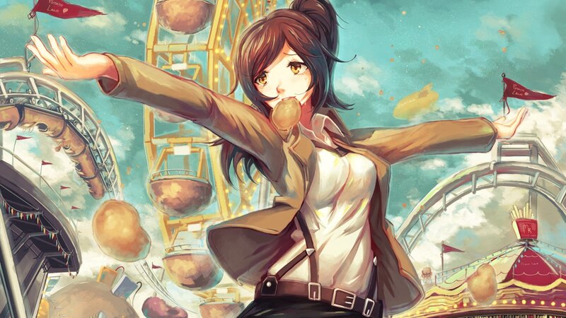 Anime girl at amusement park