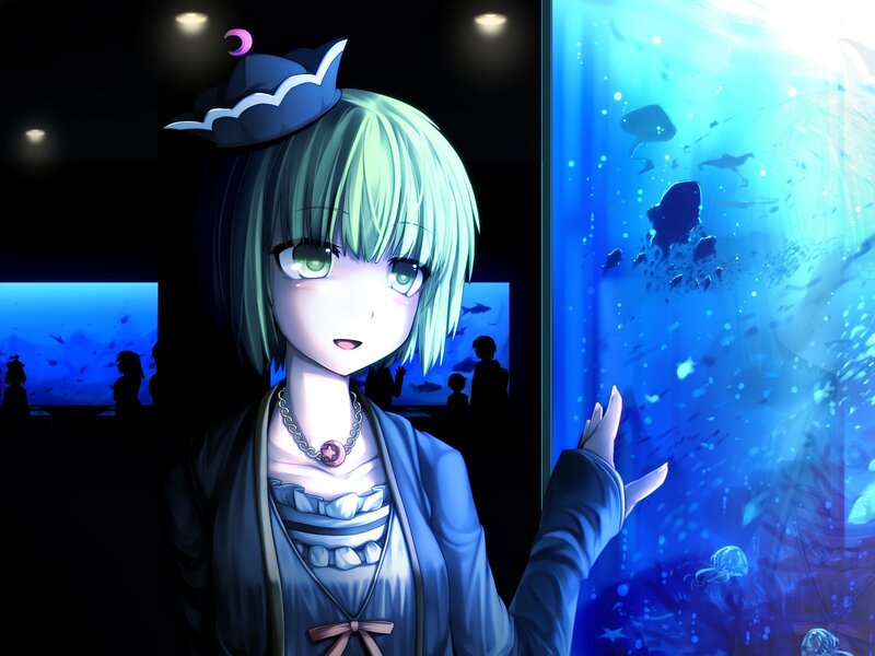 anime girl at aquarium
