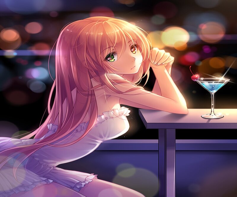 Anime Girl at Bar — Pink