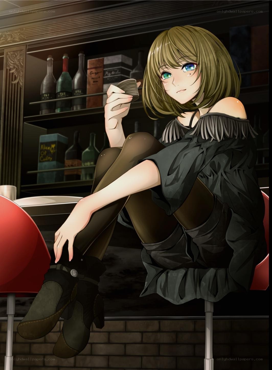 anime girl at bar