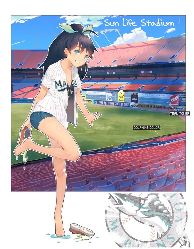 Anime girl at baseball stadium