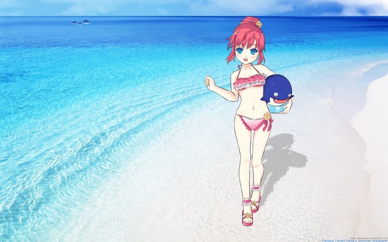 anime girl at beach