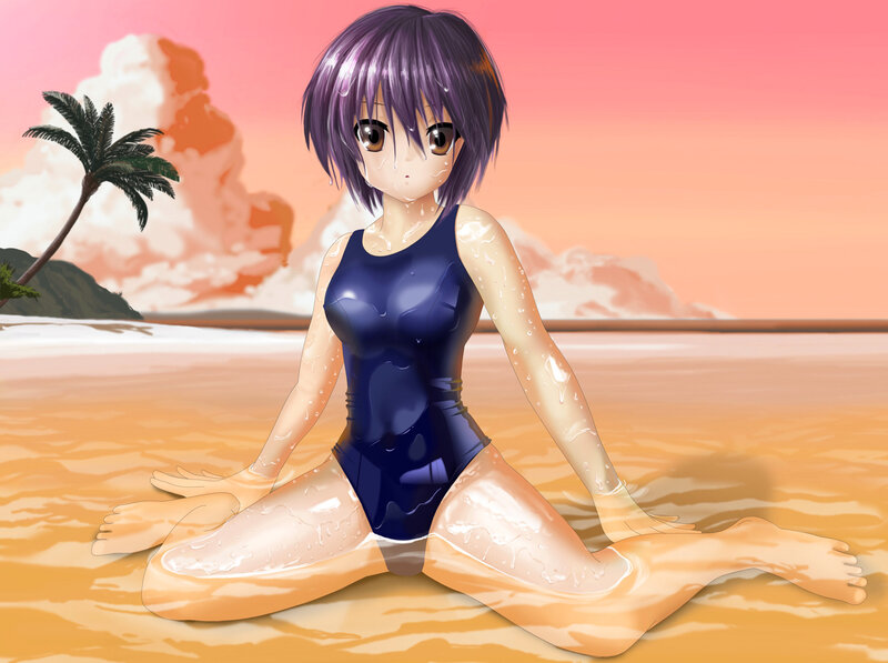 anime girl at beach