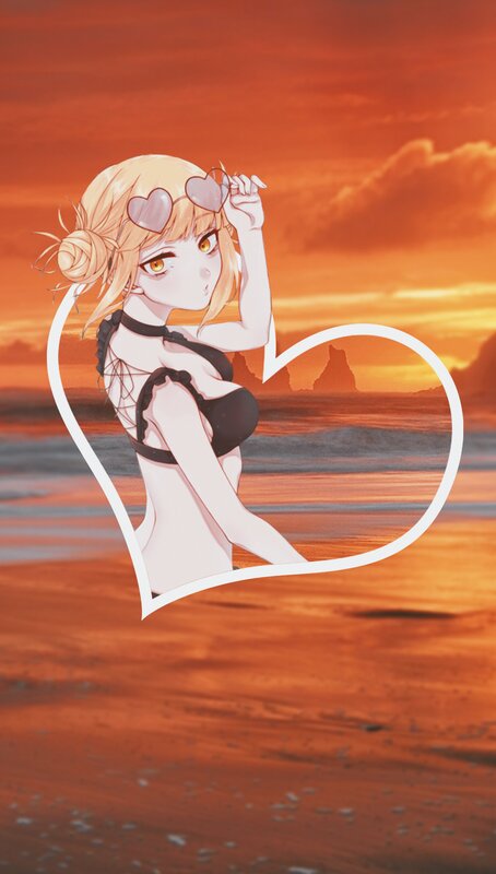 Anime Girl at Beach — Orange, Dramatic